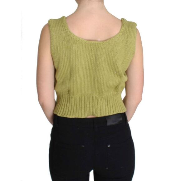 PINK MEMORIES Knit Tank Top Sleeveless Crop Top Women Green Sweaters - Picture 3 of 6